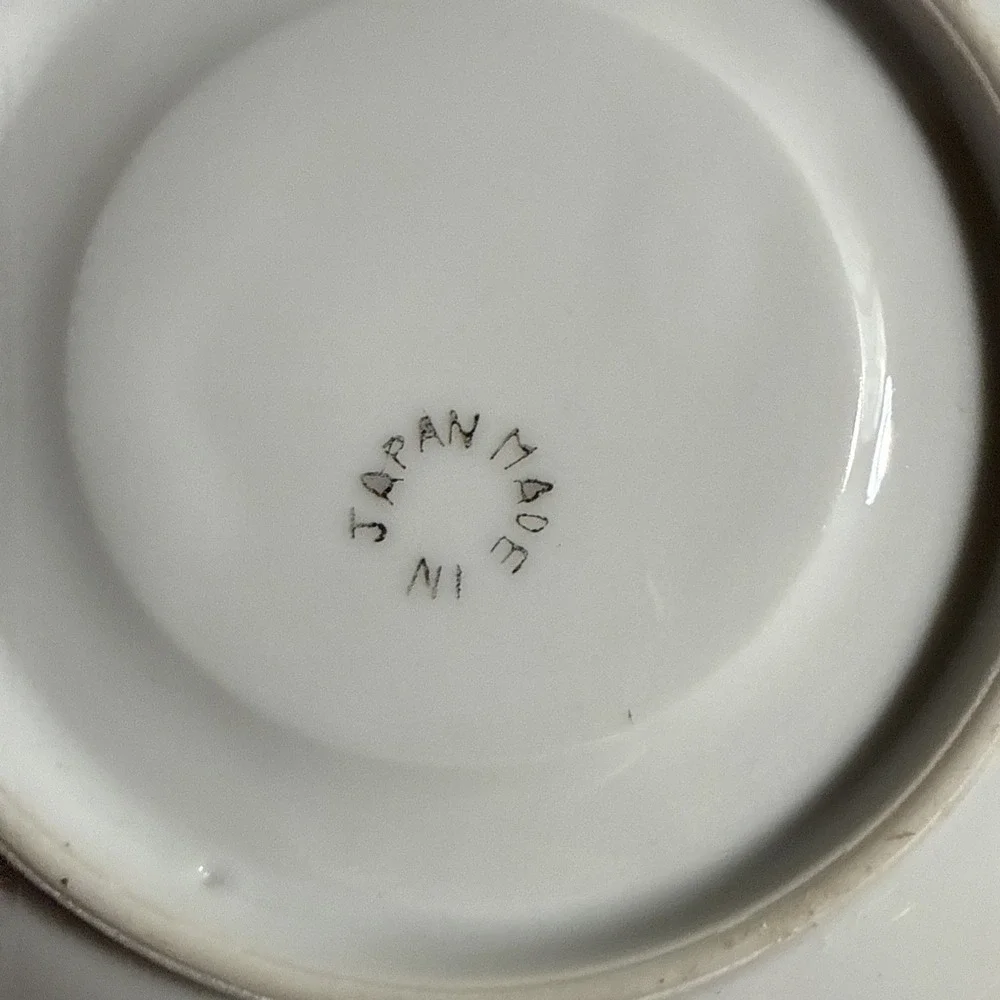 Vintage tea cup and saucer Made In Japan Demitasse footed gold trim